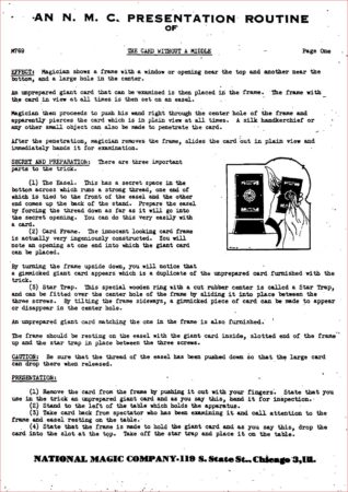 N.M.C. Instruction Sheets (Vols: 1-3) by Jim Sherman, National Magic Company