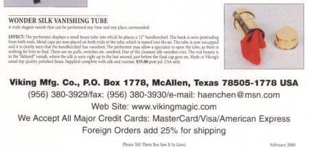 viking-mfg-wonder-silk-vanishing-tube-ad-genii-2000-02